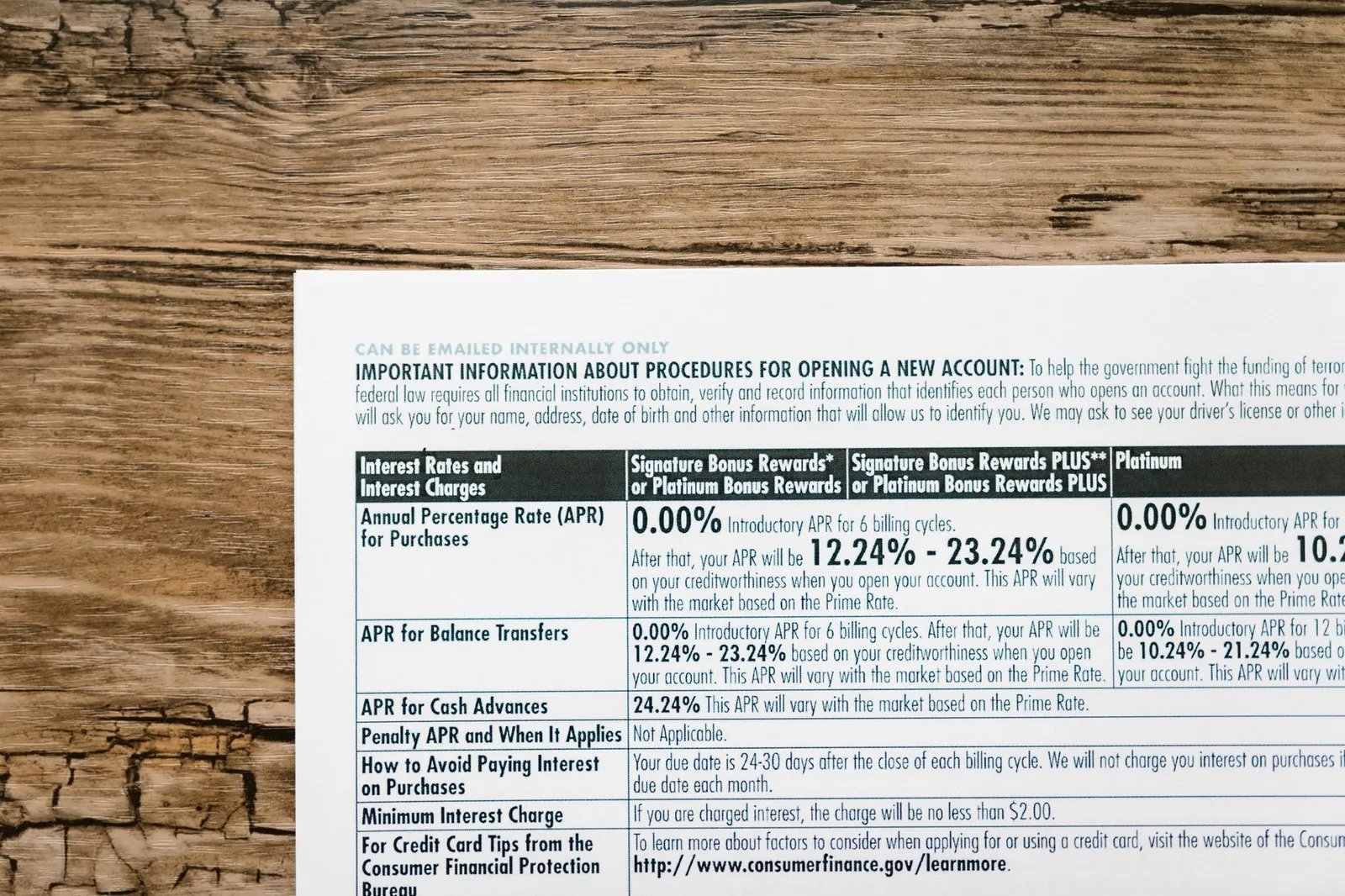 Credit card offer documentation showing bonus structure and terms